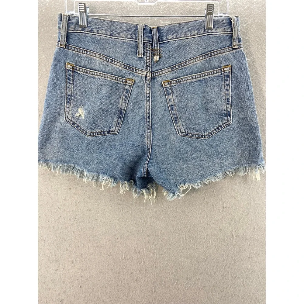We The Free Jean Shorts Womens Sz 29 Makai Cut Off Denim Blue Distressed Hem